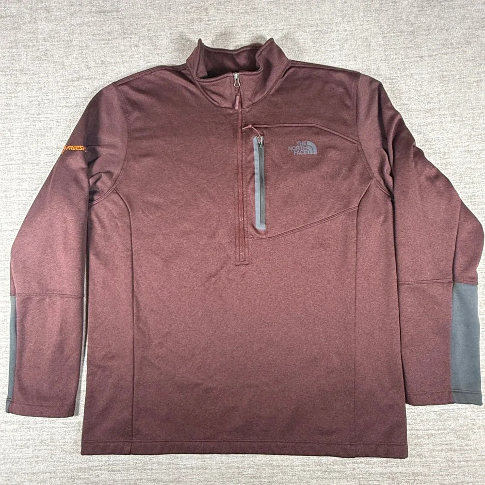 The North Face 1/4 Zip Pullover Mens XL Burgundy Stretch L/S US Freeskiing CUG0